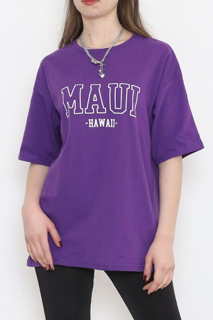 Printed Crew Neck T-Shirt Purple