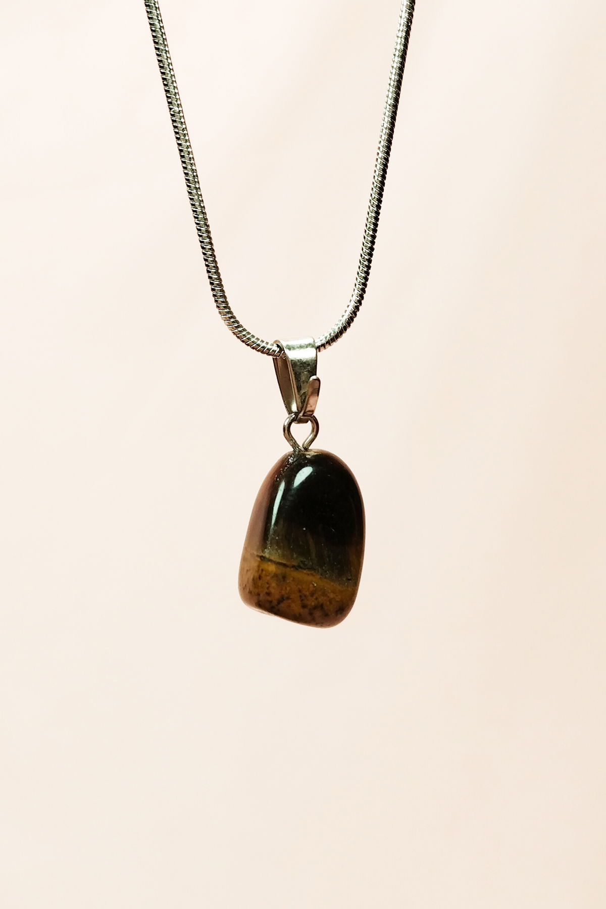 Tiger Eye Natural Stone Handmade Pendant with Chain: 2 cm Chain: 20 cm Boxed