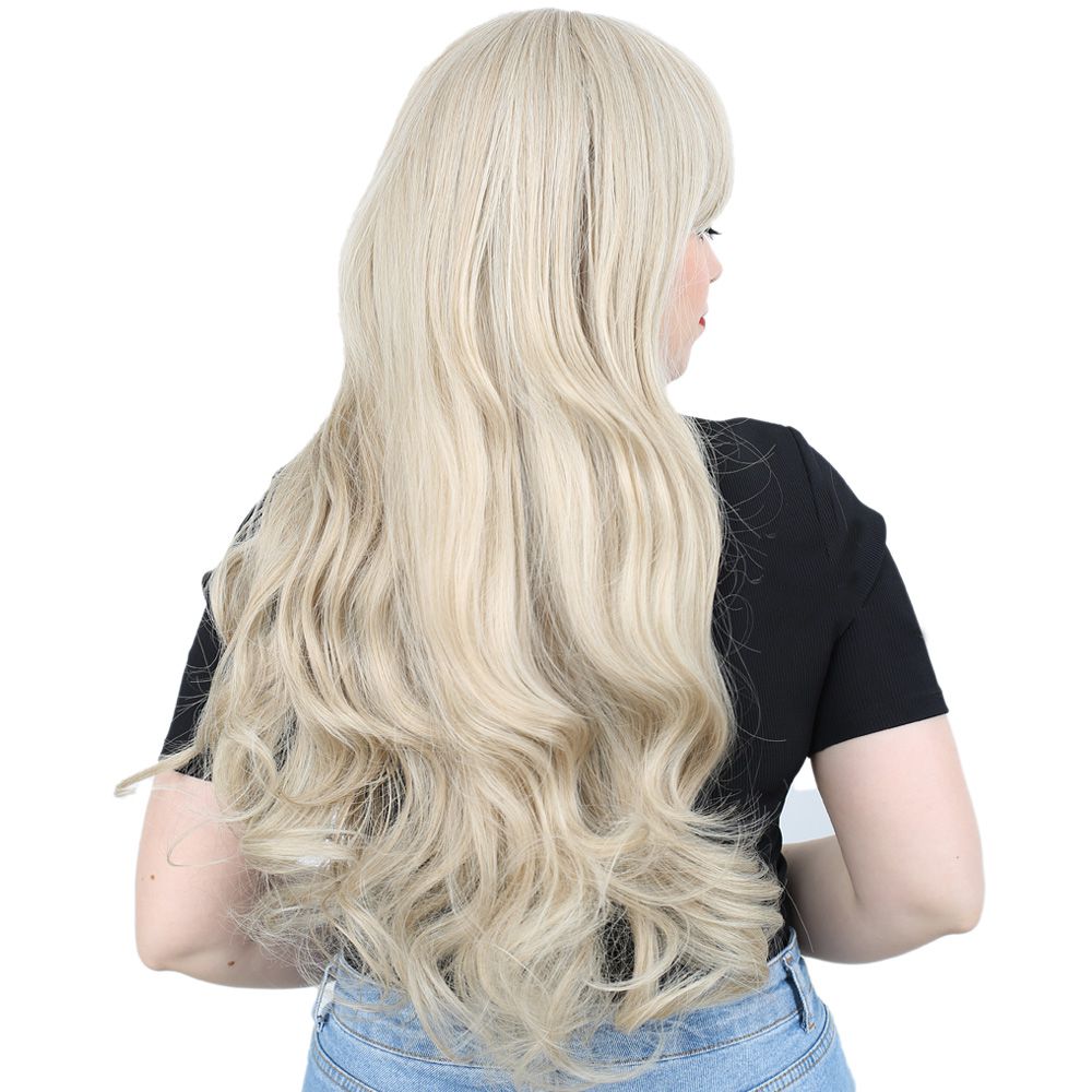 Long Wavy Kanekalon Fiber Synthetic Wig with Special Bangs / Balköpö / Platinum Highlights