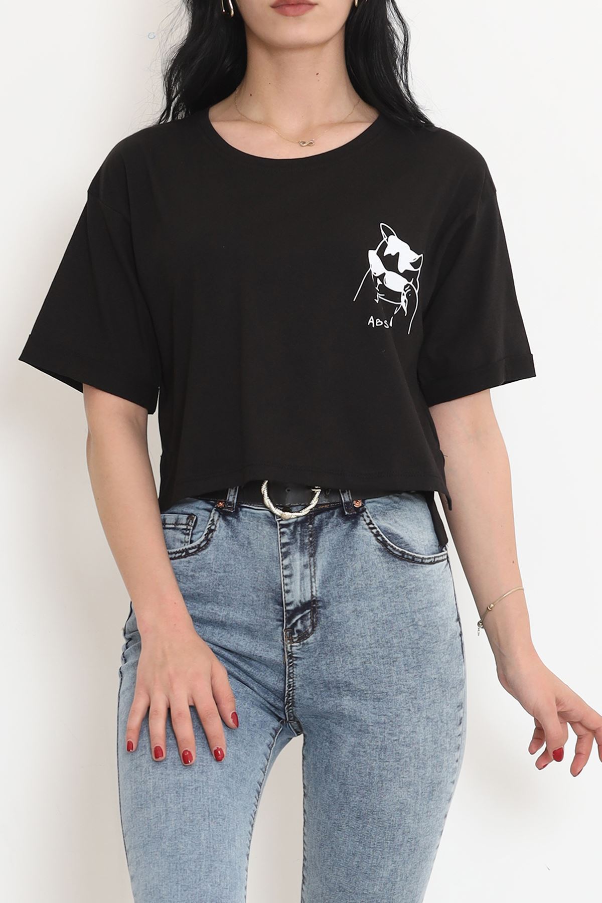 Printed Crop T-Shirt Black