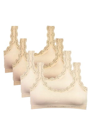 4 Pcs Lace Embroidery Embroidered Padded Bamboo Women Bustier Skin Cream