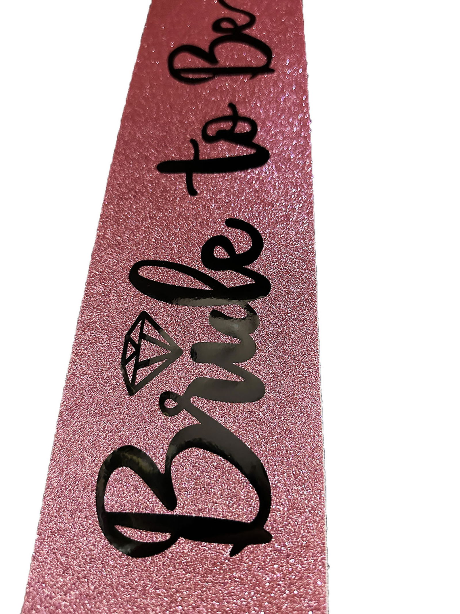 Pink with Black Italic Wedding Rings Bride To Be Written on Black Italic Wedding Ring Silvery Glitter Belt 10 cm Width