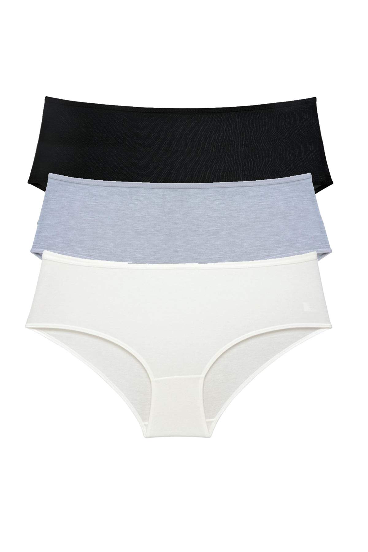 3Pcs Women High Waist Bato Panties Black Gray Cream