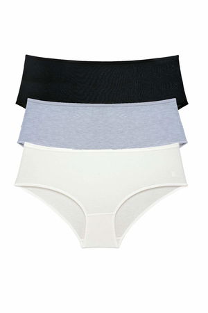 3Pcs Women High Waist Bato Panties Black Gray Cream