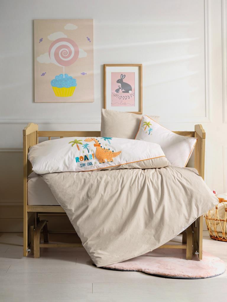 Punch Embroidered Baby Duvet Cover Kiddo Cream