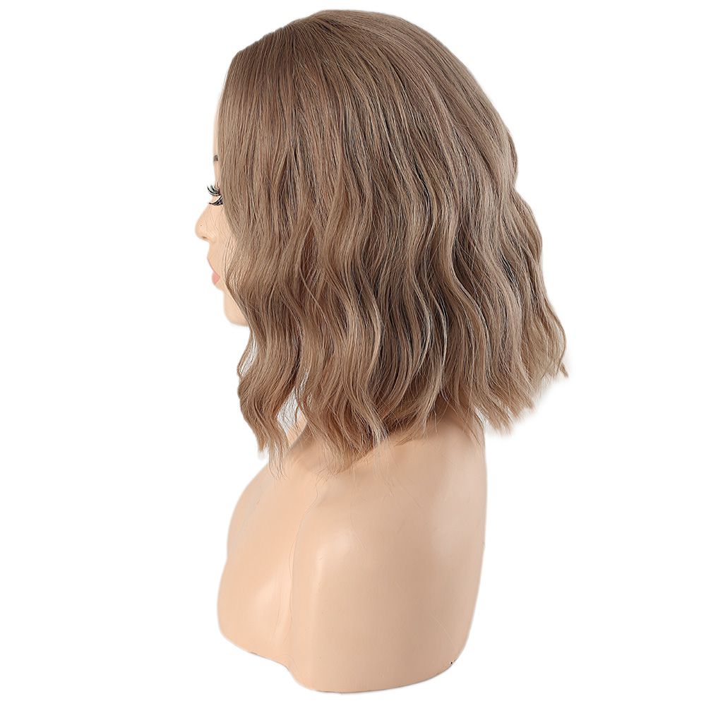 Kanekalon Fiber Synthetic Short Wavy Bangs Wig / Ashy Baby Yellow