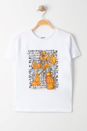 3-7 Years Printed Men's T-Shirt White