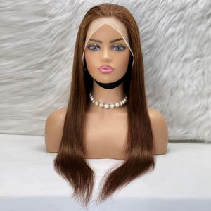 Straight Front Lace Real Hair Tulle Wig / Light Brown / 70/75cm