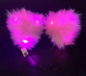 Pink Plushy Fluffy Furry Led Lighted Luxury Party Crown 20x18 cm