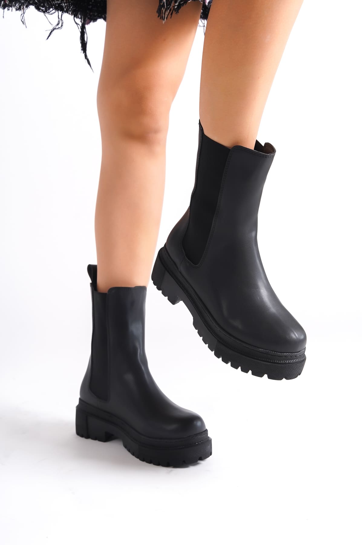 CLZ948 Lace-up Rubberized Orthopedic Sole Waterproof and Cold Resistant Women's Boots ST Black