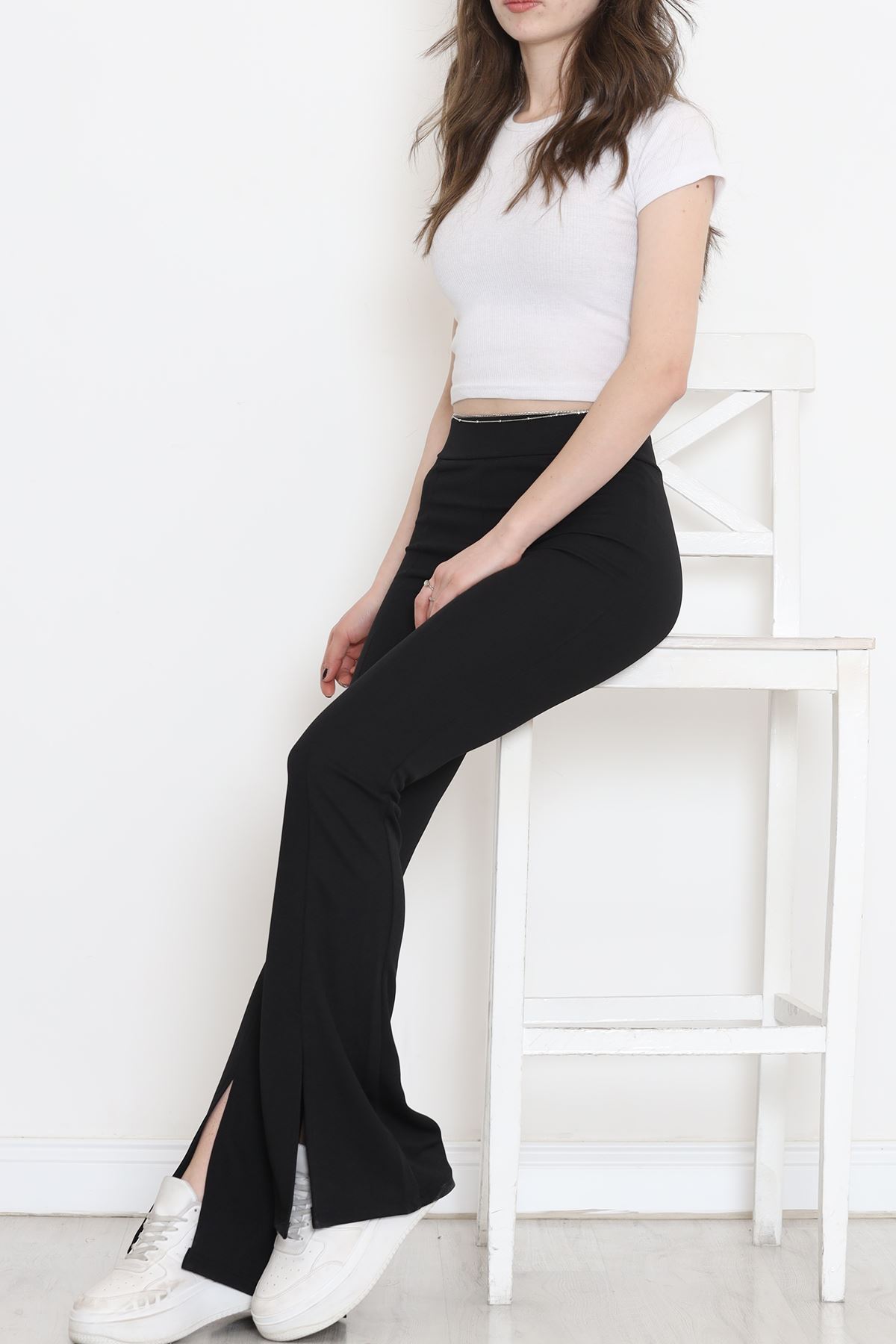 Slit Flared Trousers Black