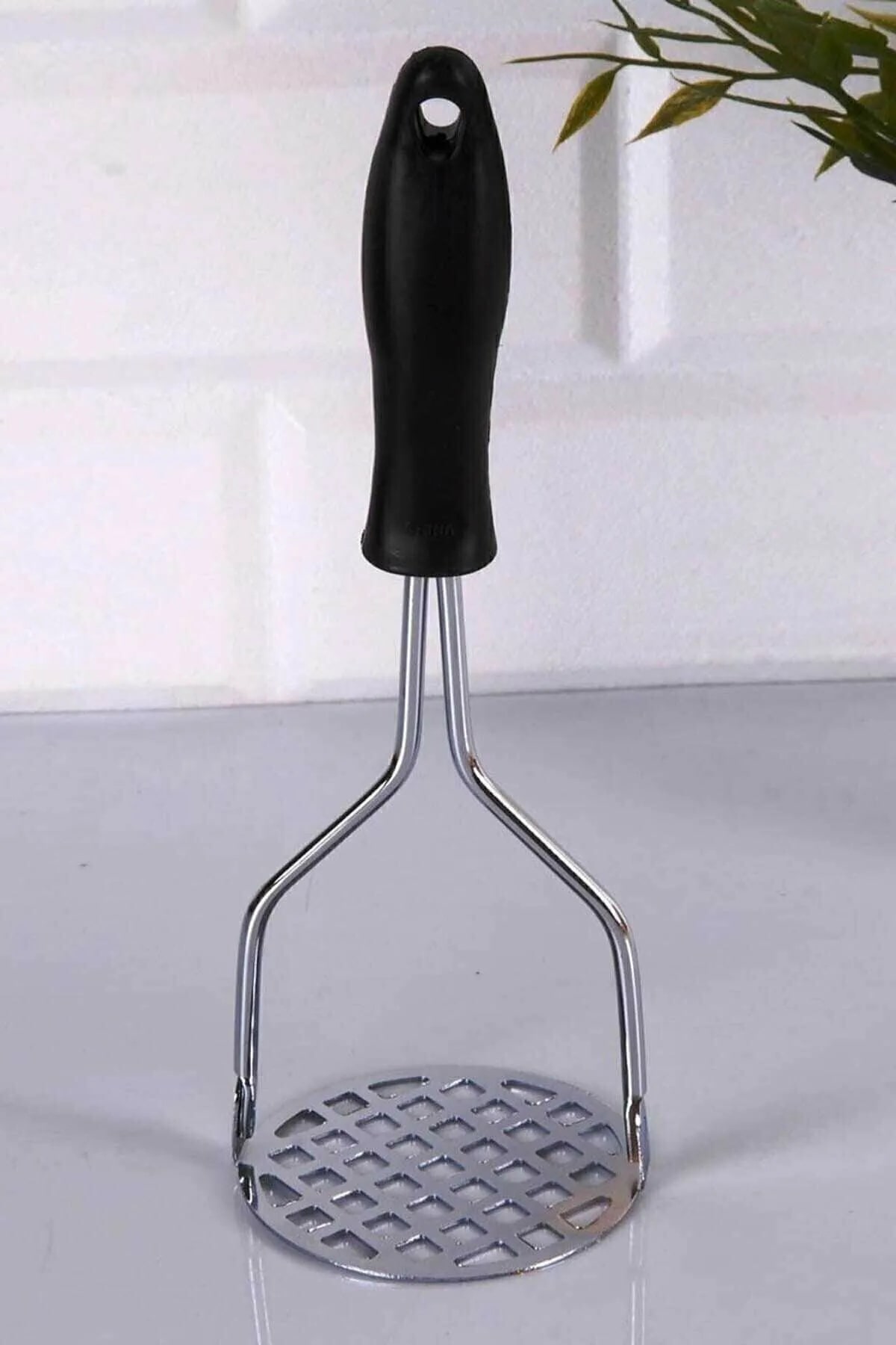 Perforated Metal Stainless Potato Banana Egg Masher Mash Maker with Plastic Handle