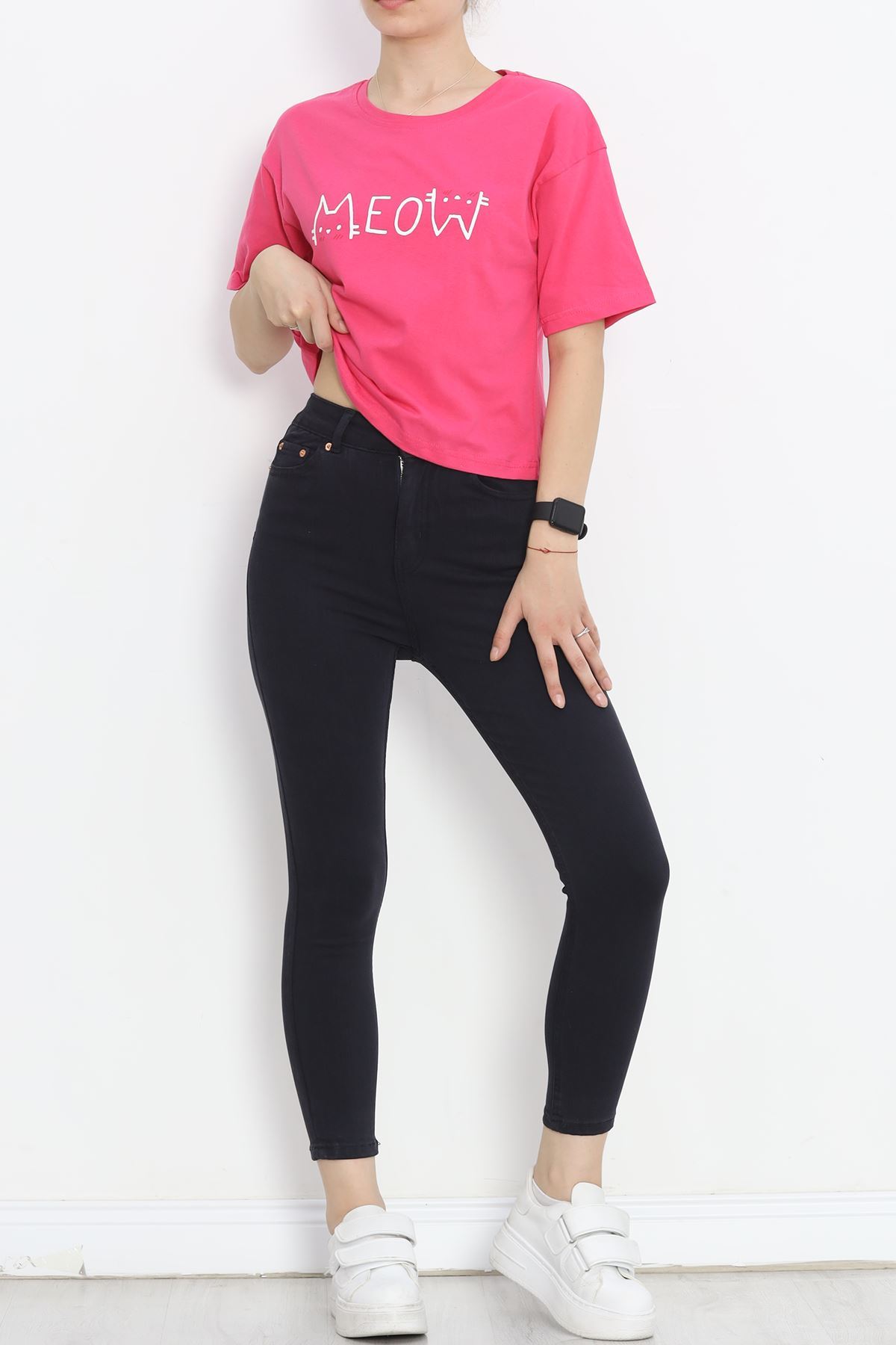 Printed Crop T-shirt Fuchsia