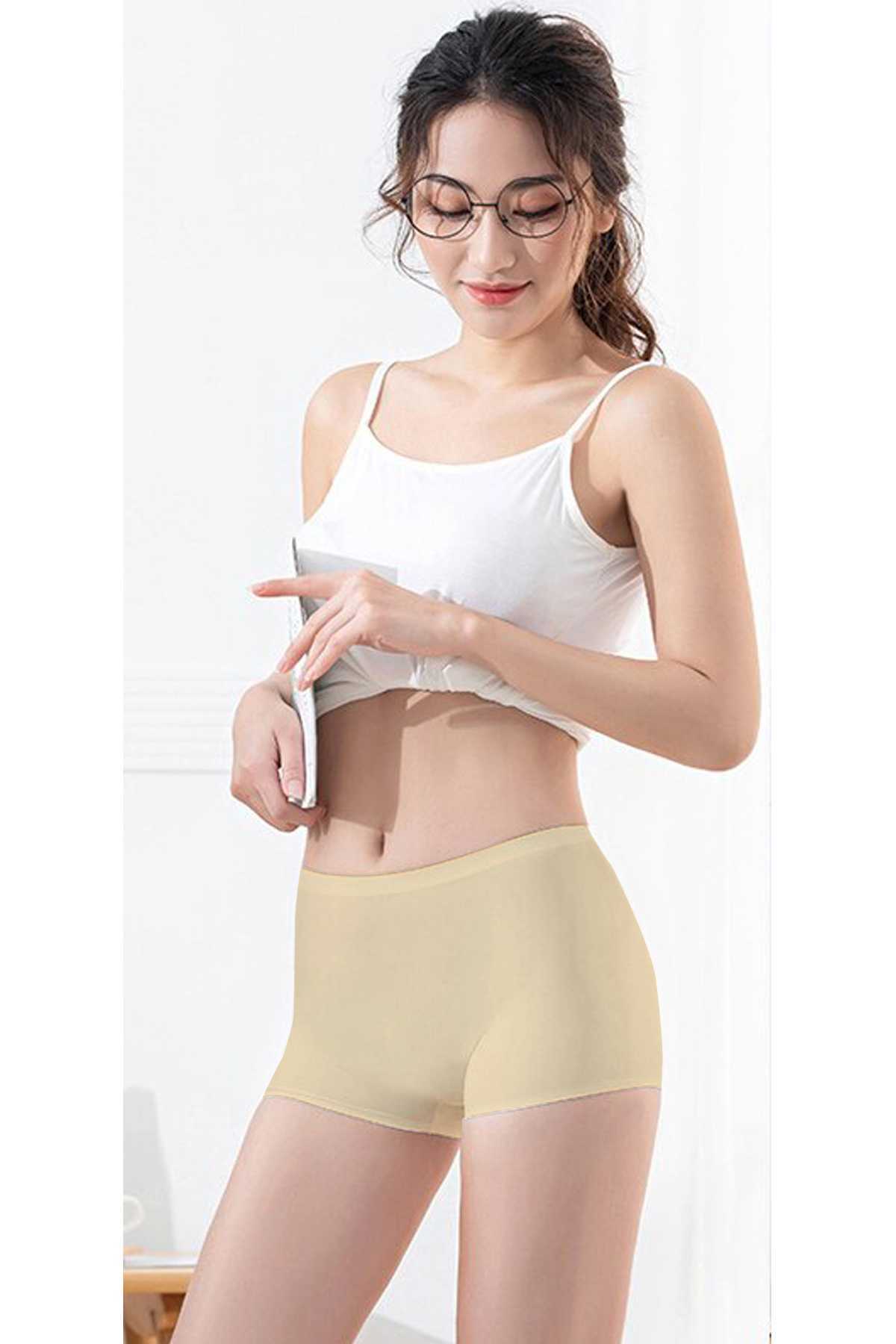 2 Pcs Women Seamless Invisible Invisible No Trace Mini Shorts Boxer Skin