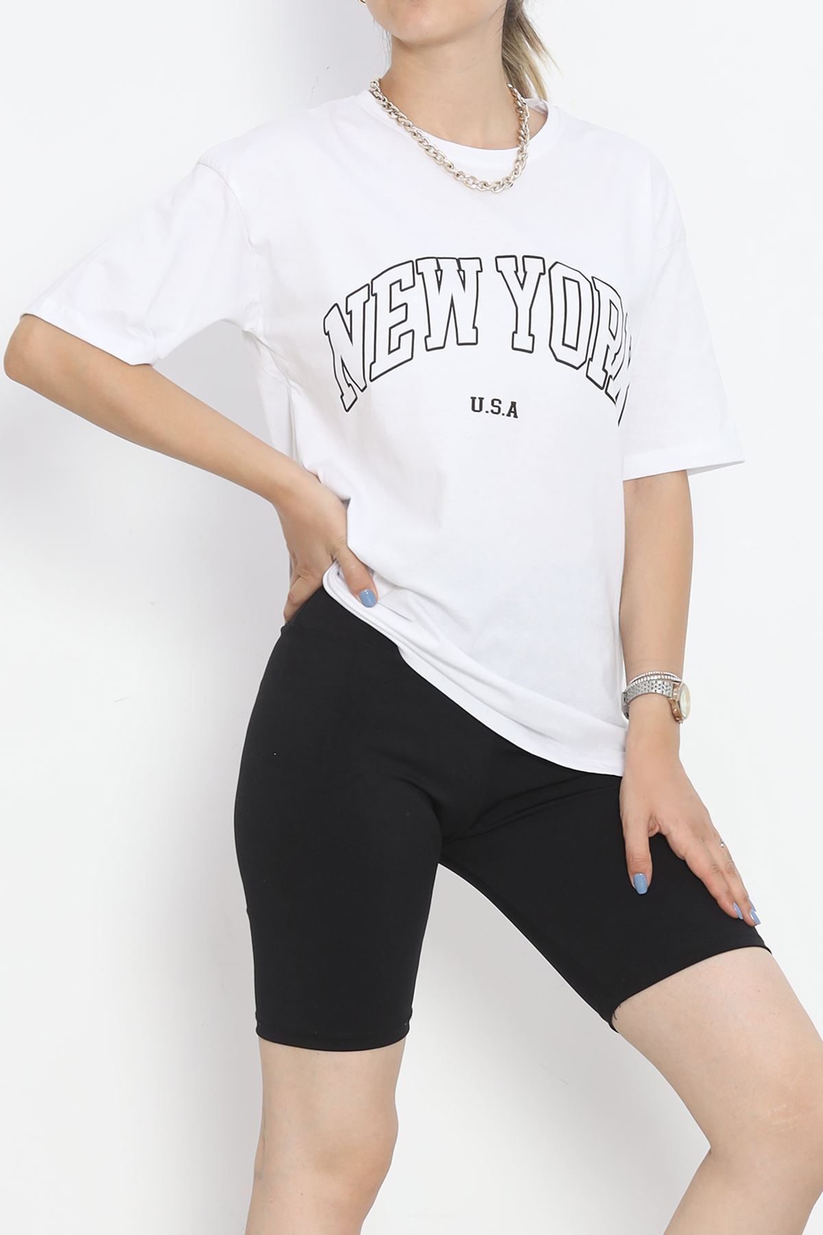 Printed Crew Neck T-Shirt White