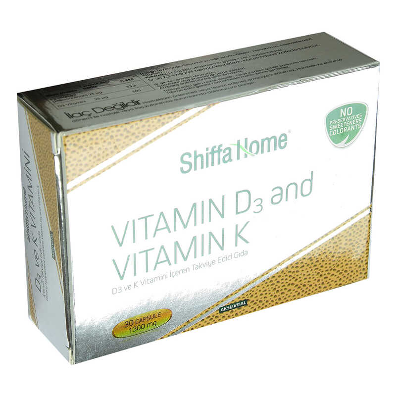 Shiffa Home Vitamin D3 and K Soft 1300 Mg x 30 Capsules