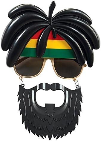 Rasta Wig Rasta Bearded Bob Marley Mustache Party Glasses 27x18 cm