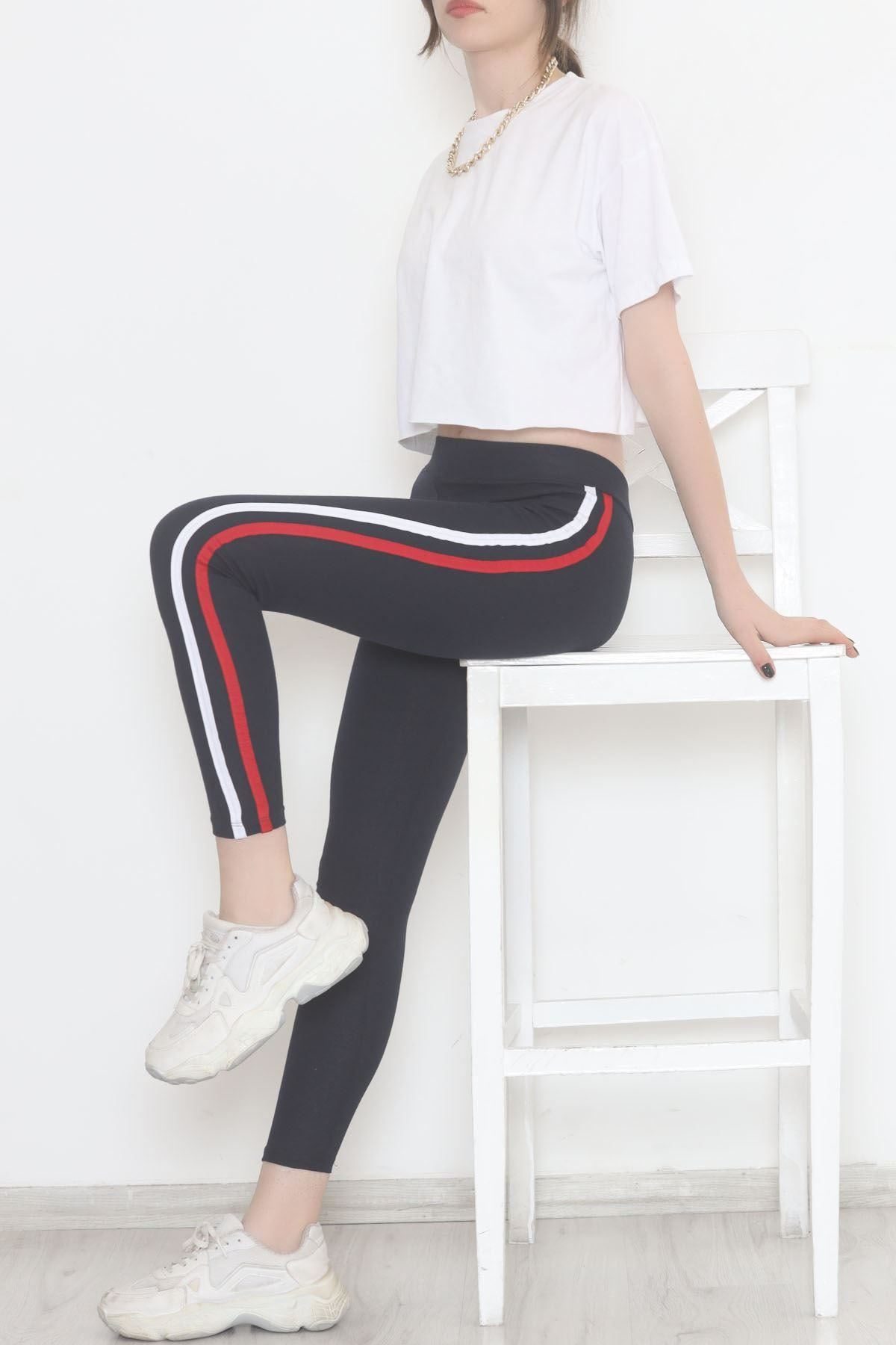 Double Stripe Ribbed Leggings NavyRed