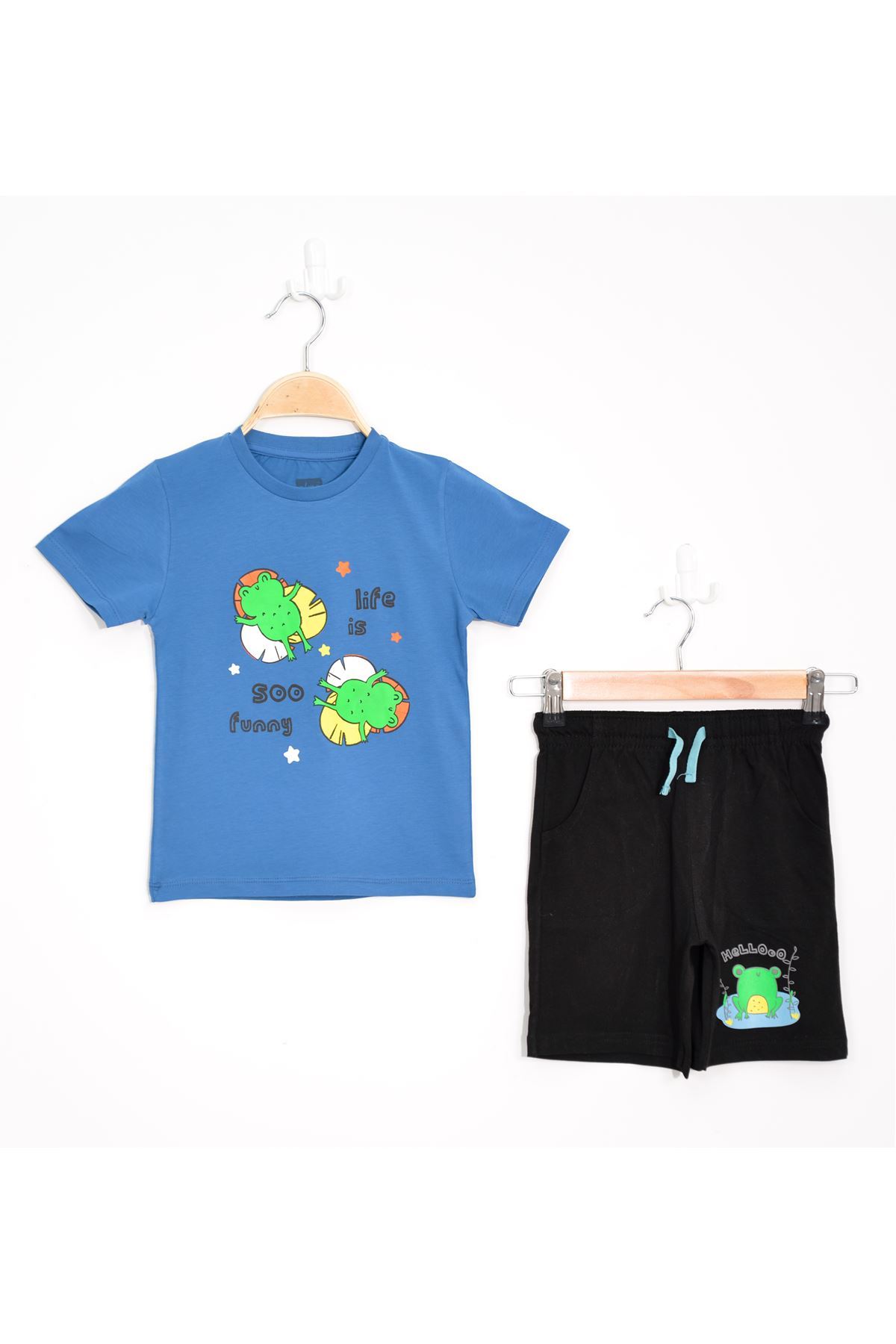 1-4 Years Printed Shorts Set Indigo