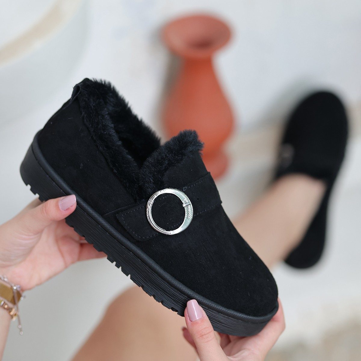 Black Suede Babet Shoes