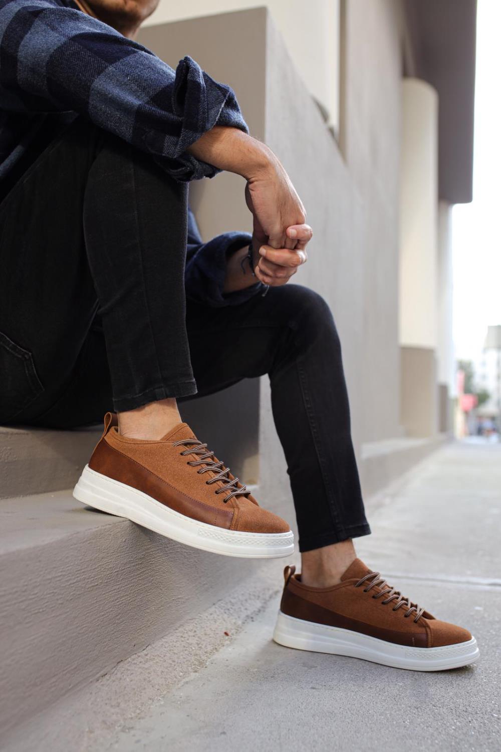 Sneakers Shoes Tan Suede