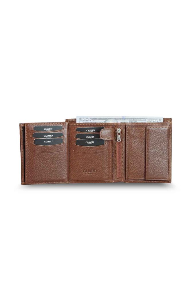 Multi-Compartment Vertical Tan Leather Men's Wallet