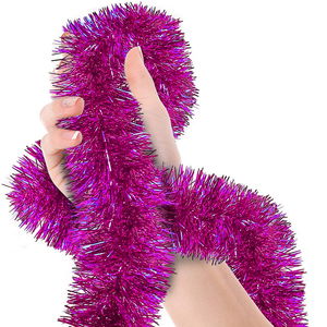 Glitter Ornament For Party 2 Meters Length 8 cm Width Fuchsia Color Imported