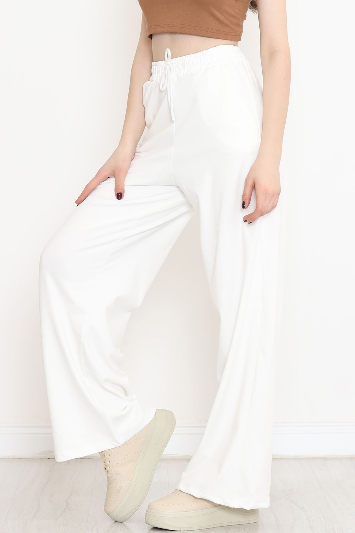 Palazzo Sweatpants White with Shirting