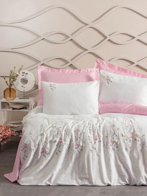 3D Embroidered Double Sateen Duvet Cover Jolie Pink