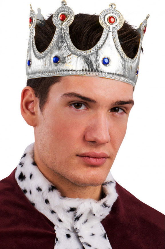 King Crown Silver Color Fabric Material Adult Size