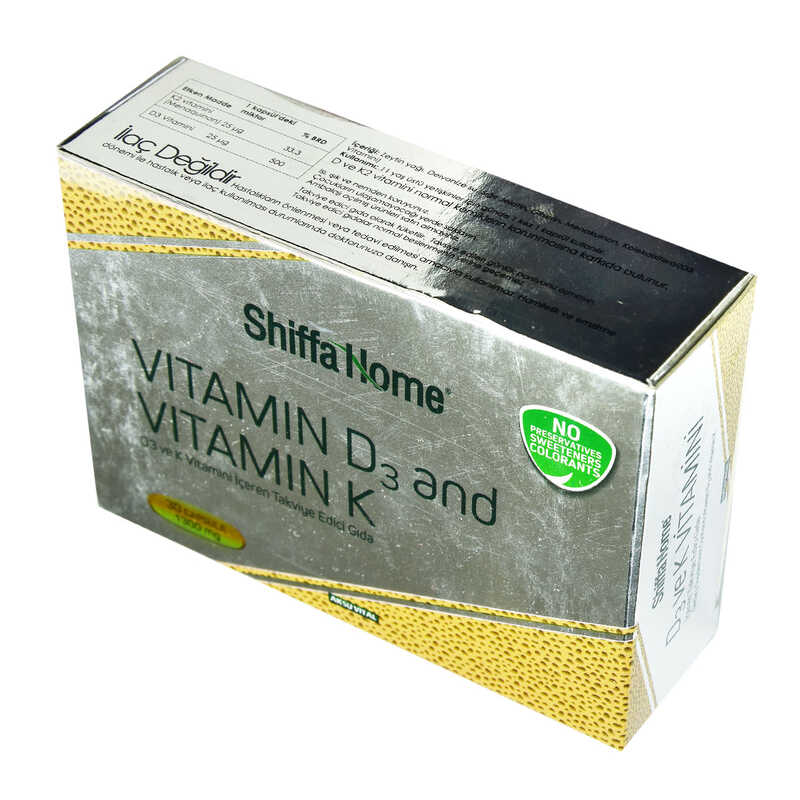 Shiffa Home Vitamin D3 and K Soft 1300 Mg x 30 Capsules