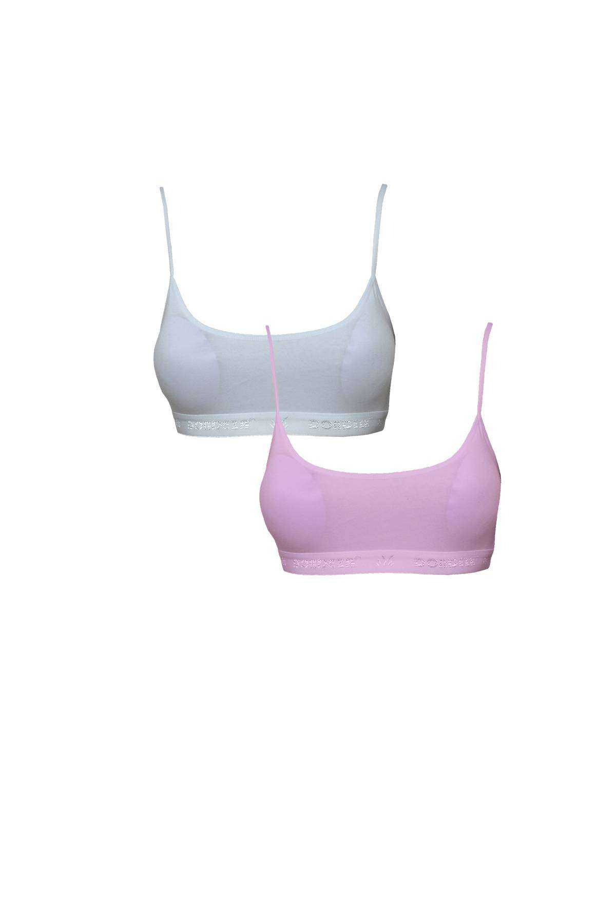 White and Pink Bustier with Padded Straps 2pcs