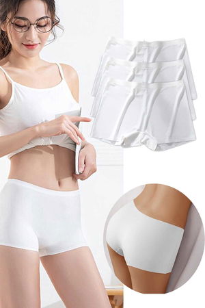 3Pcs Women Seamless Invisible Invisible No Trace Mini Shorts Boxers White