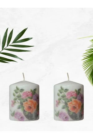 Cylinder Candle Flower Themed 1 Piece Turk-G253