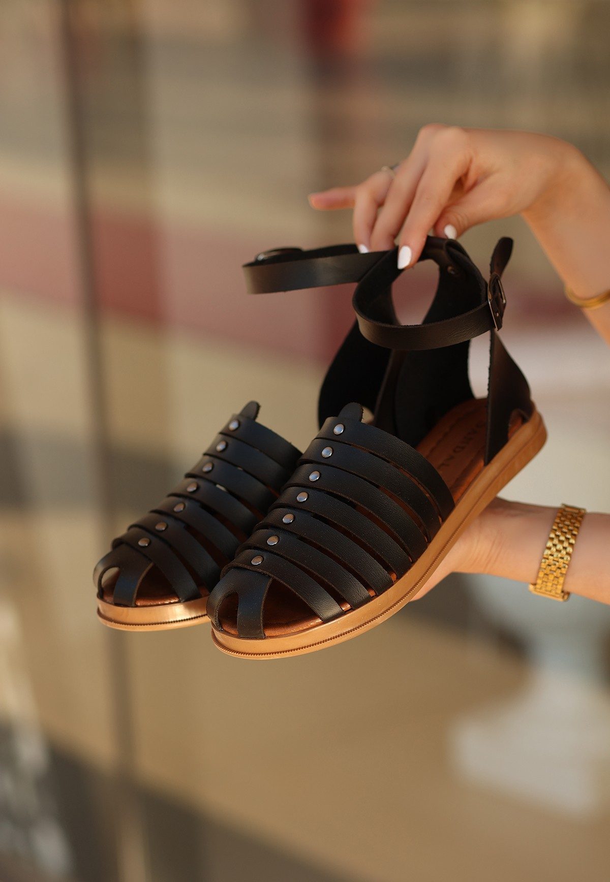 Black Leather Sandals