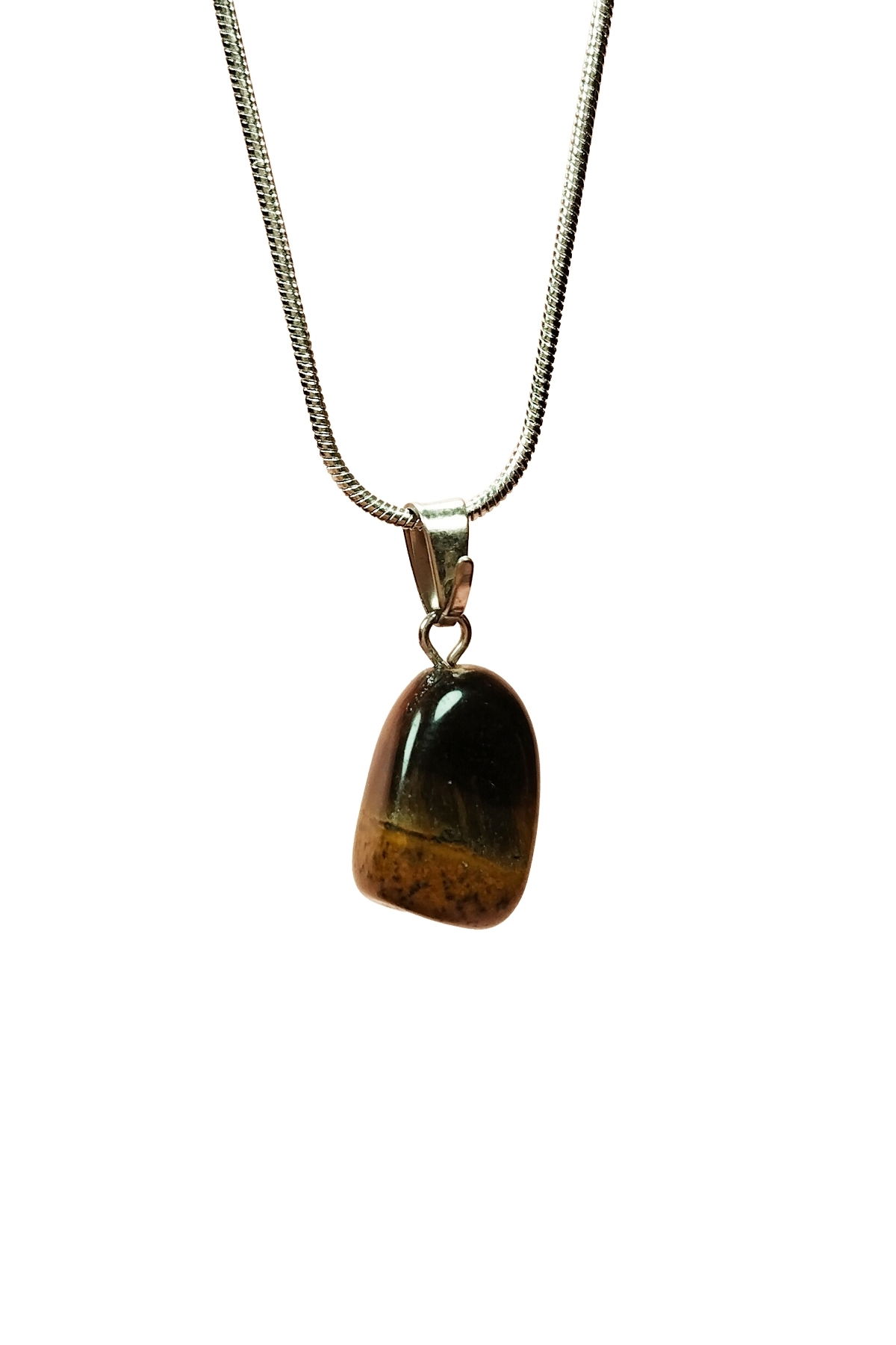 Tiger Eye Natural Stone Handmade Pendant with Chain: 2 cm Chain: 20 cm Boxed