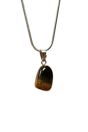 Tiger Eye Natural Stone Handmade Pendant with Chain: 2 cm Chain: 20 cm Boxed