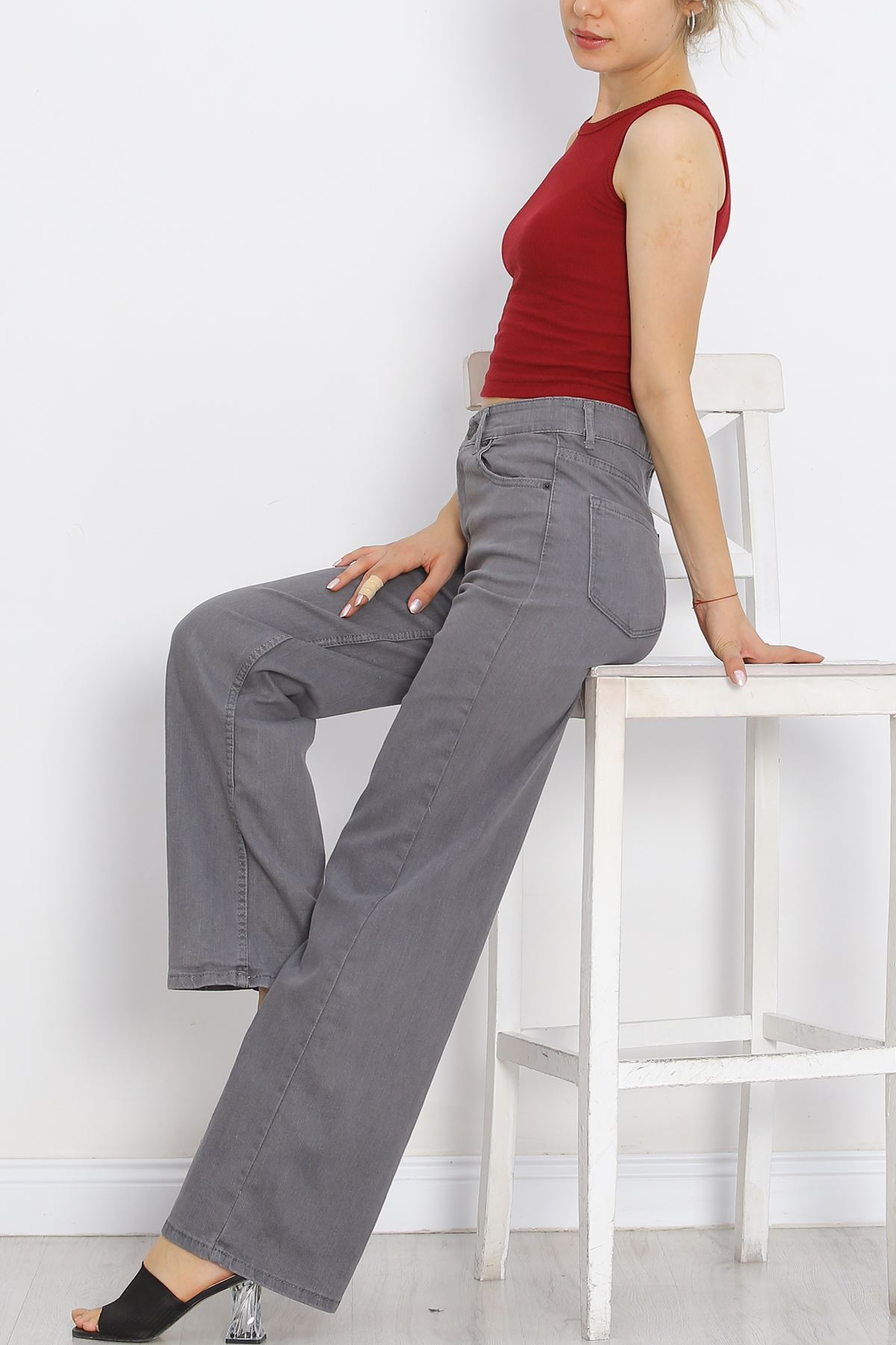 Palazzo Jeans Pants Light Smoked1