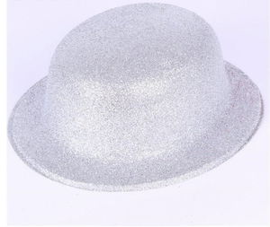 Silver Color Round Glitter Plastic Party Hat