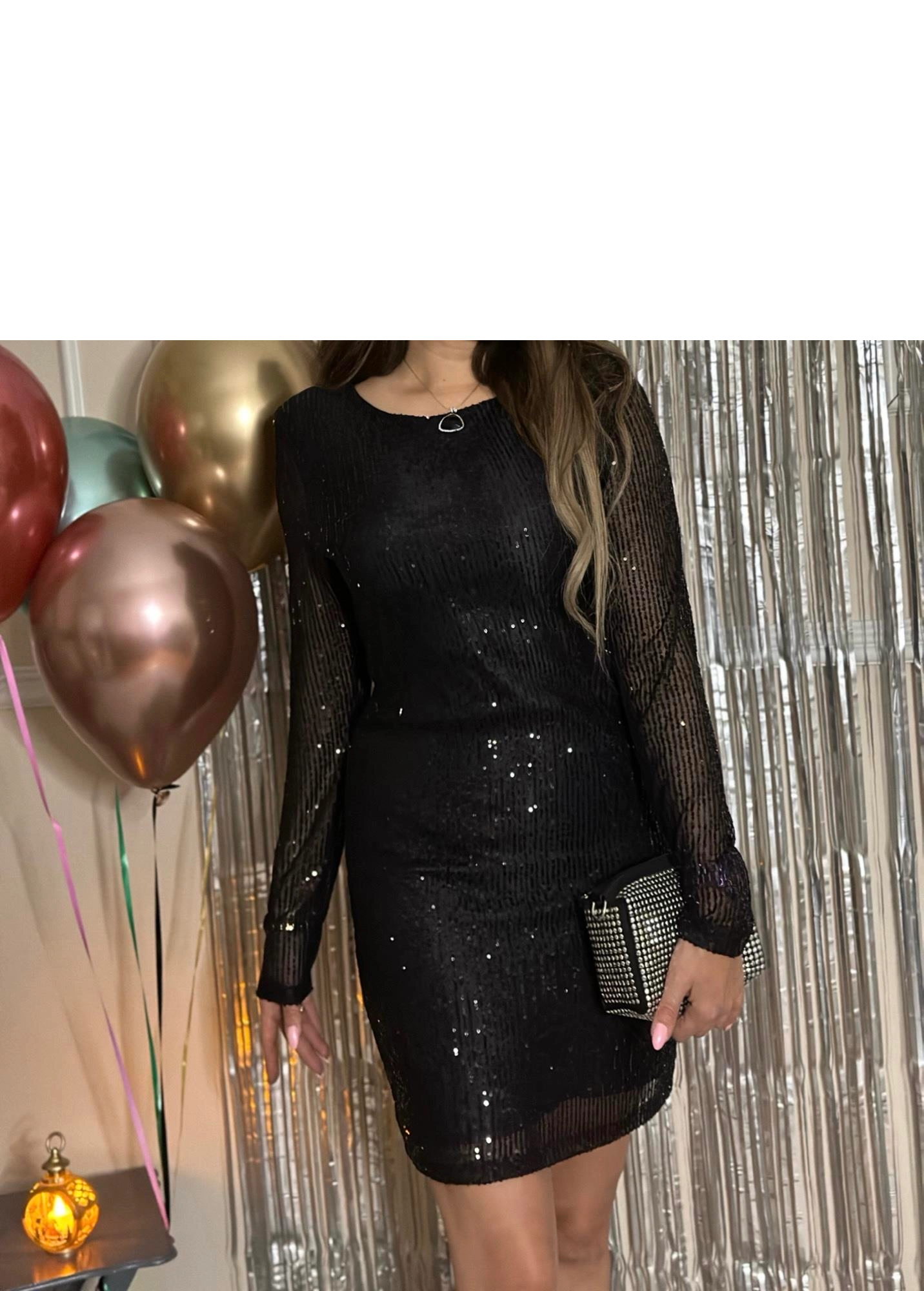 Sequin Sequin Dress Comfortable Fit - Black