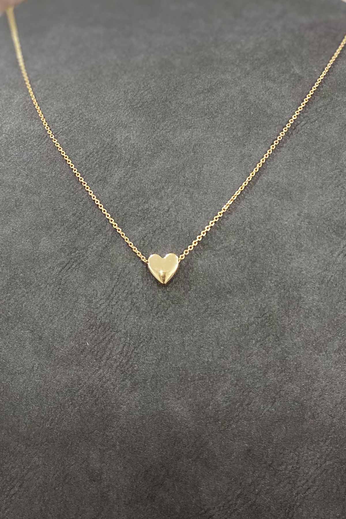 Gold Plated Minimal Heart Design Thin Chain Necklace 40 cm