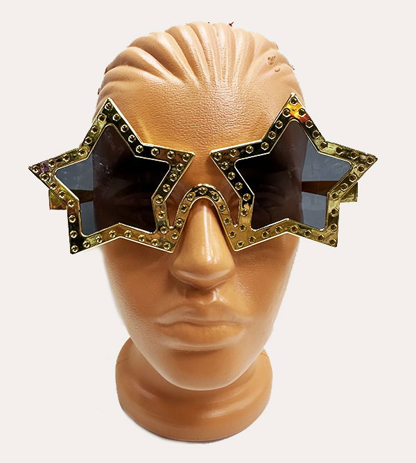 Star Shaped Shiny Metallized Party Glasses Gold Color 16X7 cm