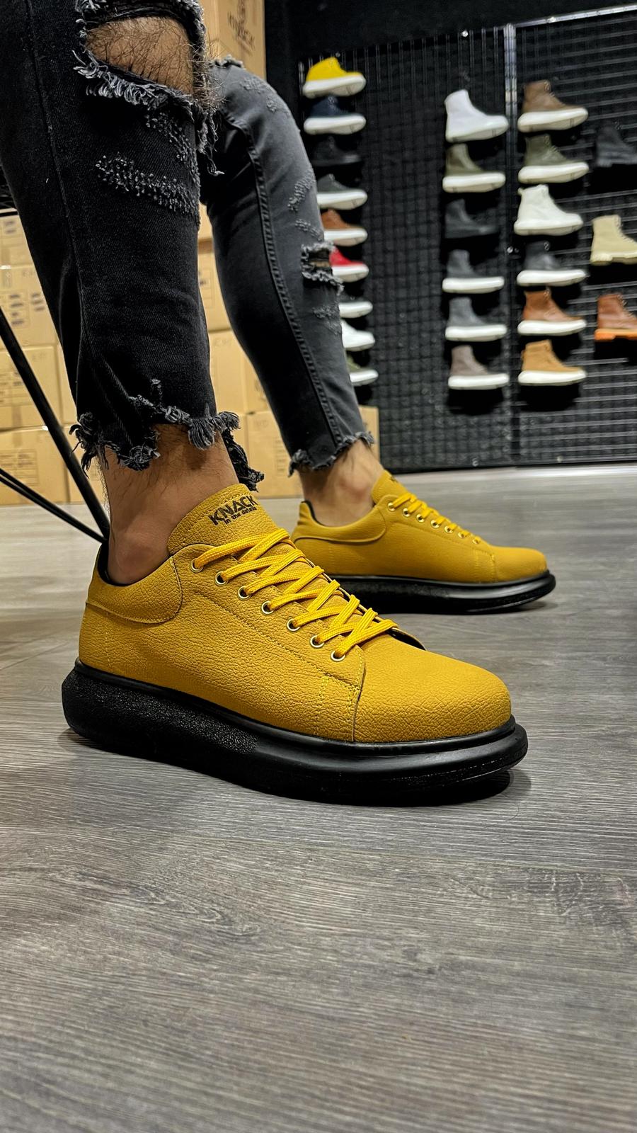 High Sole Casual Shoes Yellow (Black Sole)