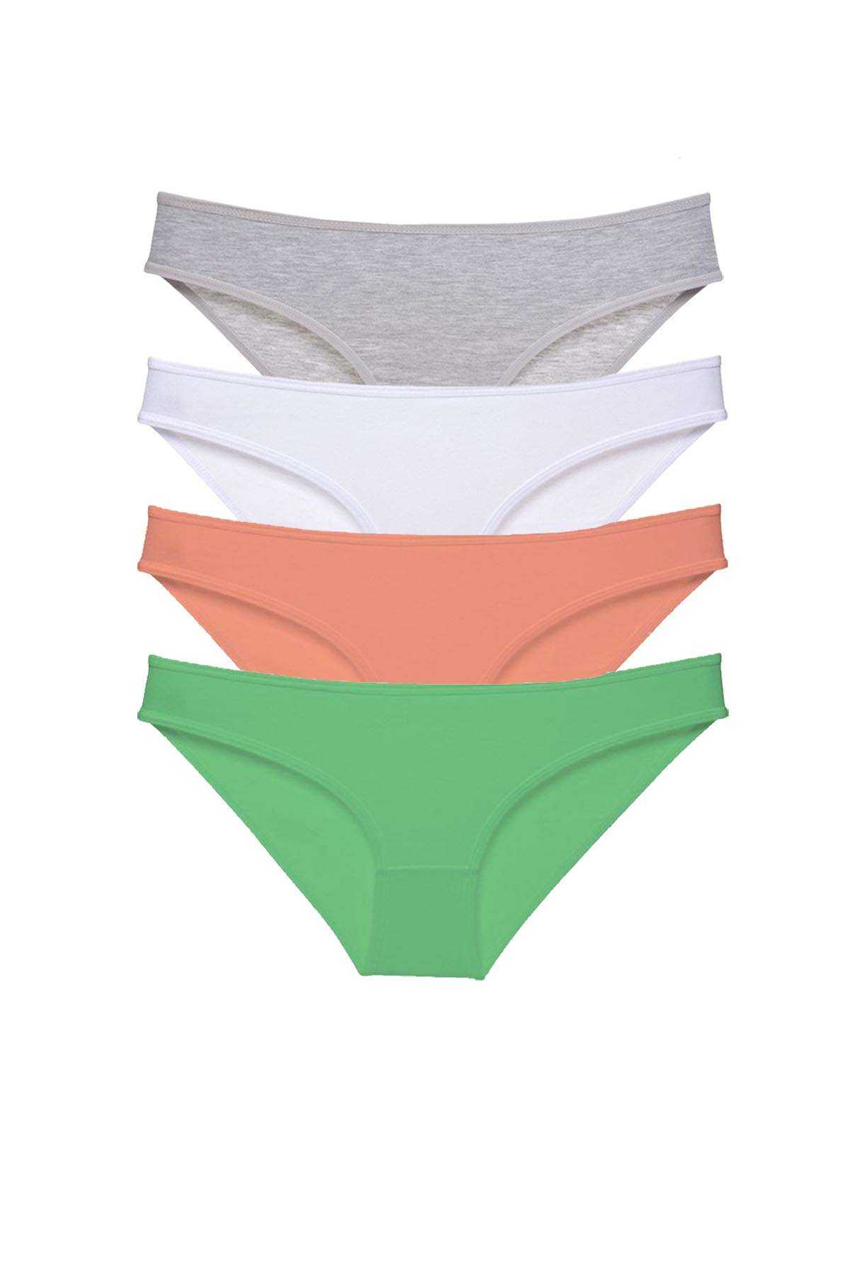 4pcs Super Eco Set Lycra Women Slip Panties Gray White Powder Green