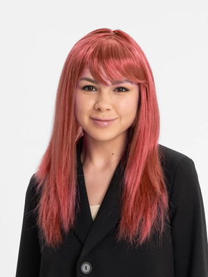 Red Color Straight Cut Long Party Wig Plug Hair