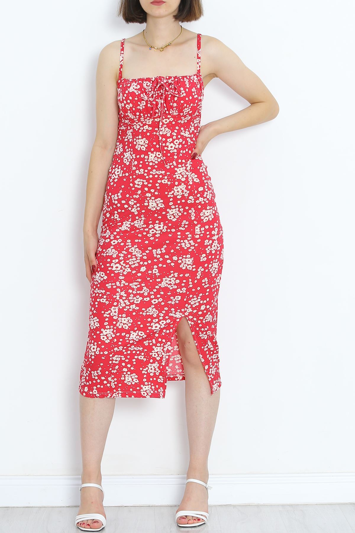 Strappy Patterned Dress FloralFuchsia