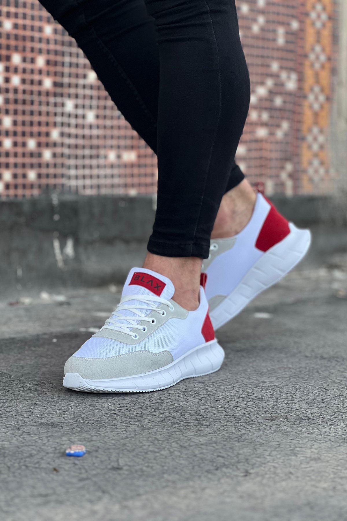 White Red Tricot Men's Sneakers