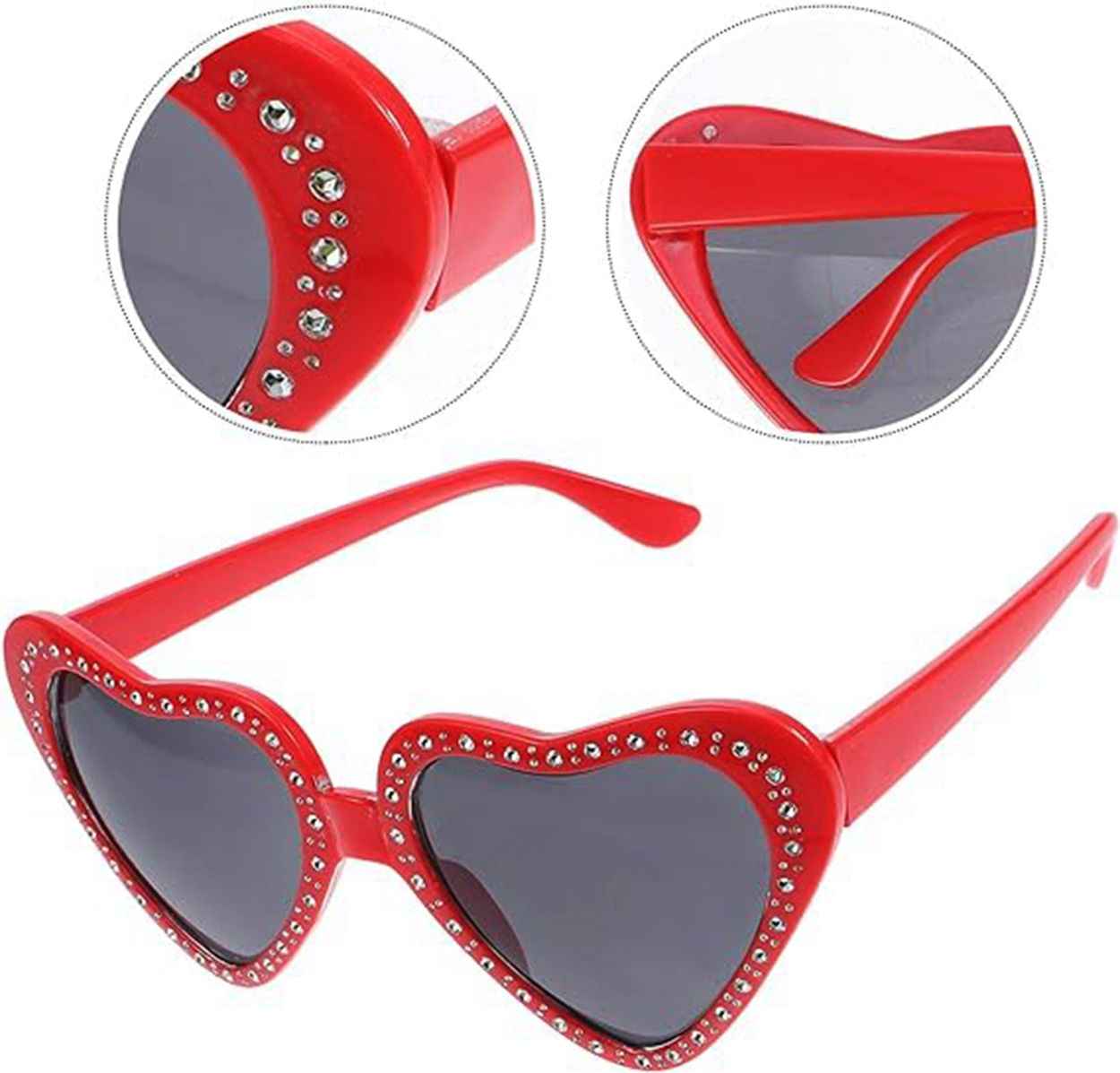 Heart Shaped Stones Party Glasses Red Color 6x16 cm