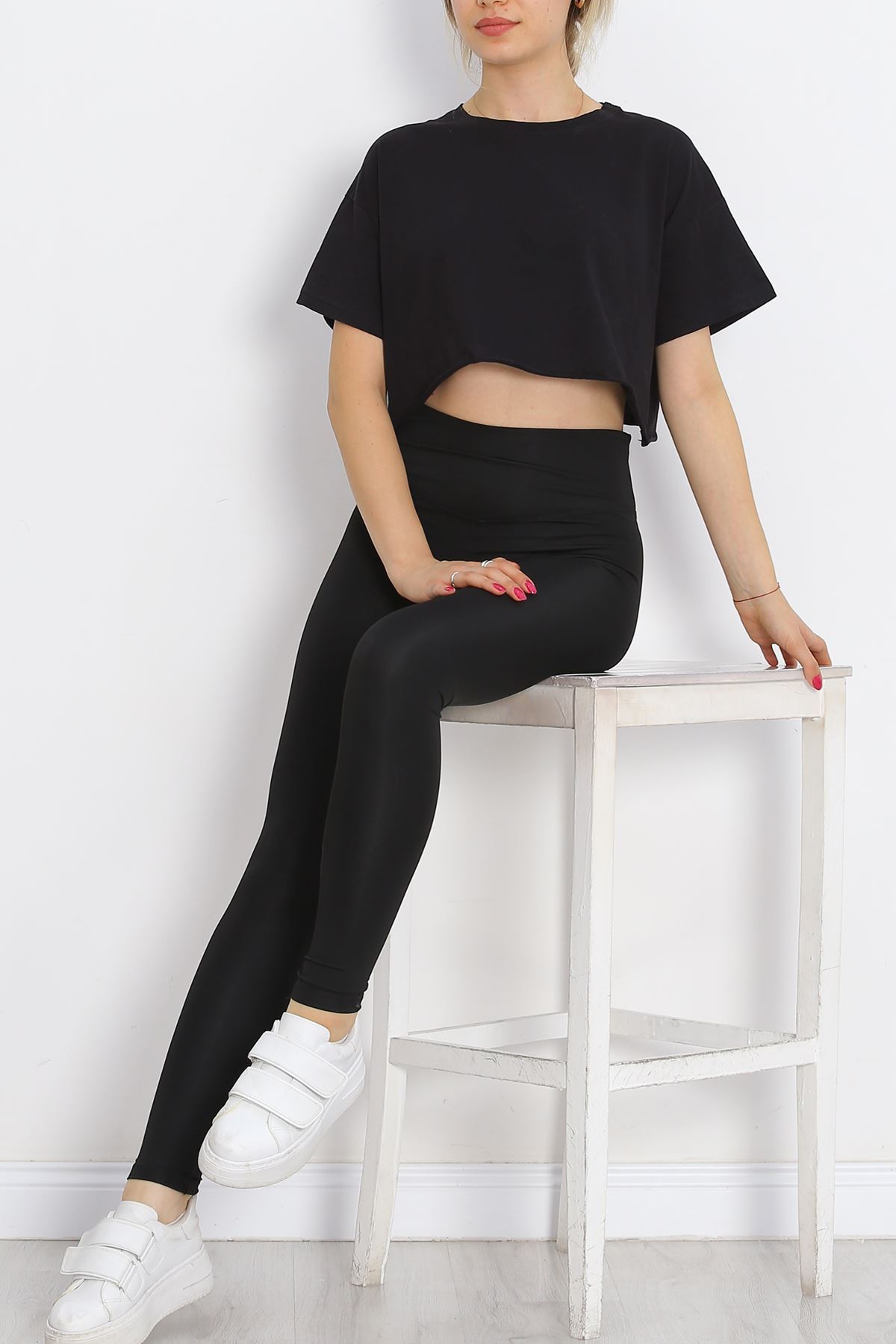 Thick Waistband Diving Leggings Black