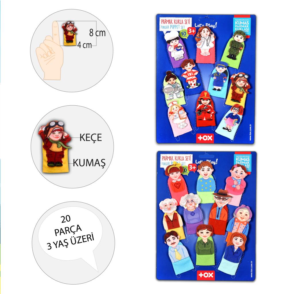 2 Sets - 20 Pieces Professions and Family Members 20 Pieces Finger Puppets